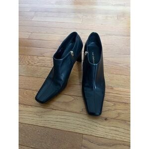 Liz Claiborne Black Imelda Premium Leather Black Ankle Heel Boots